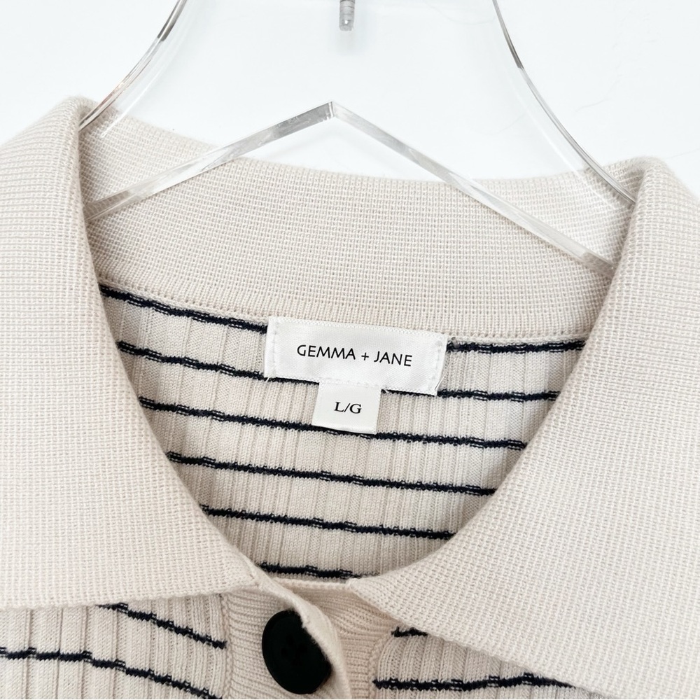 Gemma and Jane Striped Beige and Blue Women's Sweater Size Large - Picture 6 of 10